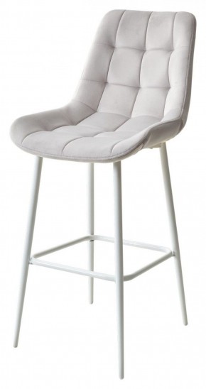 Барный стул ХОФМАН, цвет H-09 Светло-серый, велюр / белый каркас М-City в Верхней Пышме - verhnyaya-pyshma.ok-mebel.com | фото