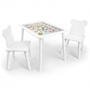 Детский комплект стол и два стула Мишка Rolti Baby с накладкой Алфавит (белая столешница/белое сиденье/белые ножки) в Верхней Пышме - verhnyaya-pyshma.ok-mebel.com | фото