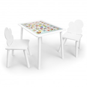 Детский комплект стол и два стула Облачко Rolti Baby с накладкой Алфавит (белая столешница/белое сиденье/белые ножки) в Верхней Пышме - verhnyaya-pyshma.ok-mebel.com | фото