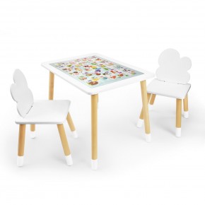 Детский комплект стол и два стула Облачко Rolti Baby с накладкой Алфавит (белая столешница/белое сиденье/береза ножки) в Верхней Пышме - verhnyaya-pyshma.ok-mebel.com | фото