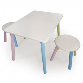 Детский комплект стол и два табурета круглых  (Белый, Белый, Цветной) в Верхней Пышме - verhnyaya-pyshma.ok-mebel.com | фото 2