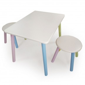Детский комплект стол и два табурета круглых с накладкой Алфавит (Белый, Белый, Цветной) в Верхней Пышме - verhnyaya-pyshma.ok-mebel.com | фото 3