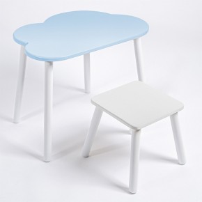 Детский комплект стол ОБЛАЧКО  и табурет Rolti Baby (голубая столешница/белое сиденье/белые ножки) в Верхней Пышме - verhnyaya-pyshma.ok-mebel.com | фото