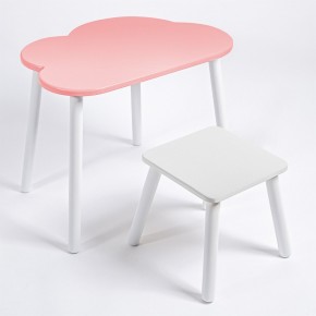 Детский комплект стол ОБЛАЧКО  и табурет Rolti Baby (розовая столешница/белое сиденье/белые ножки) в Верхней Пышме - verhnyaya-pyshma.ok-mebel.com | фото