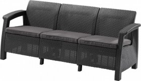 Диван пластиковый Корфу Макс (Corfu love seat max) графит в Верхней Пышме - verhnyaya-pyshma.ok-mebel.com | фото