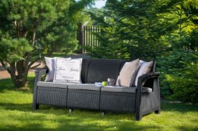 Диван пластиковый Корфу Макс (Corfu love seat max) графит в Верхней Пышме - verhnyaya-pyshma.ok-mebel.com | фото 2