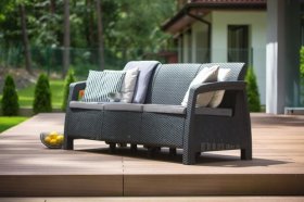 Диван пластиковый Корфу Макс (Corfu love seat max) графит в Верхней Пышме - verhnyaya-pyshma.ok-mebel.com | фото 3