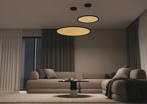 DK6616-BK Подвесной горизонтальный светильник Veil со светодиодом H900 d600 220V 48W 3000-6000K IP20 черный алюминий в Верхней Пышме - verhnyaya-pyshma.ok-mebel.com | фото 5