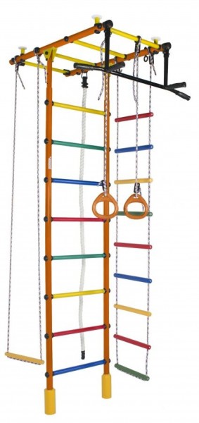 ДСК Атлант оранжевый радуга: турник, кольца, канат, трапеция, веревочная лестница в Верхней Пышме - verhnyaya-pyshma.ok-mebel.com | фото 1