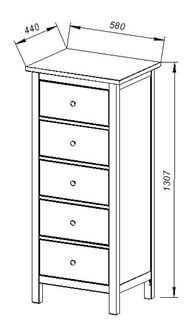 Комод 05 Кантри белый с пятью ящиками в Верхней Пышме - verhnyaya-pyshma.ok-mebel.com | фото 3