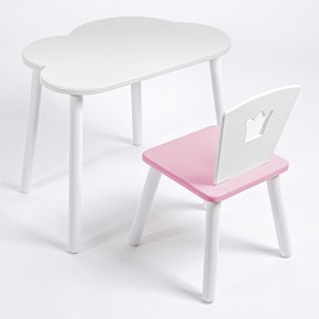 Комплект детский стол ОБЛАЧКО и стул КОРОНА ROLTI Baby (белая столешница/розовое сиденье/белые ножки) в Верхней Пышме - verhnyaya-pyshma.ok-mebel.com | фото