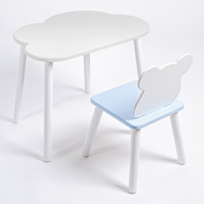 Комплект детский стол ОБЛАЧКО и стул МИШКА ROLTI Baby (белая столешница/голубое сиденье/белые ножки) в Верхней Пышме - verhnyaya-pyshma.ok-mebel.com | фото