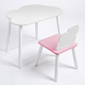 Комплект детский стол ОБЛАЧКО и стул ОБЛАЧКО ROLTI Baby (белая столешница/розовое сиденье/белые ножки) в Верхней Пышме - verhnyaya-pyshma.ok-mebel.com | фото