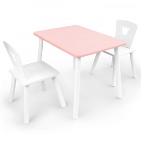 Комплект детской мебели стол и два стула Корона  (Розовый/Белый/Белый) в Верхней Пышме - verhnyaya-pyshma.ok-mebel.com | фото 1