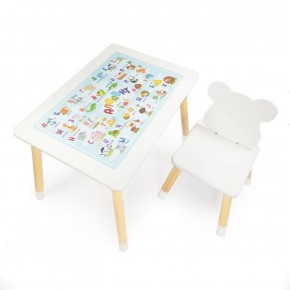 Комплект детской мебели стол и стул Мишутка с накладкой Алфавит (Белый/Белый/Береза) в Верхней Пышме - verhnyaya-pyshma.ok-mebel.com | фото 2