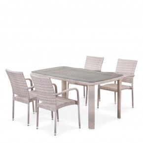 Комплект плетеной мебели T256C/Y376C-W85 Latte (4+1) + подушки на стульях в Верхней Пышме - verhnyaya-pyshma.ok-mebel.com | фото