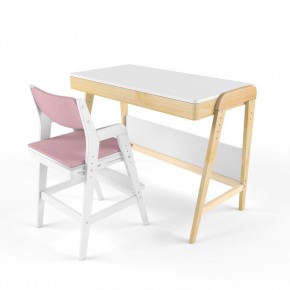 Комплект растущий стол и стул с чехлом 38 попугаев «Вуди» (Белый, Белый, Розовый) в Верхней Пышме - verhnyaya-pyshma.ok-mebel.com | фото