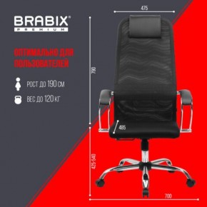 Кресло BRABIX PREMIUM "Ultimate EX-800" хром, плотная двойная сетка Х2, черное, 532911 в Верхней Пышме - verhnyaya-pyshma.ok-mebel.com | фото 6