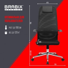 Кресло BRABIX PREMIUM "Ultimate EX-801" хром, плотная двойная сетка Х2, черное, 532917 в Верхней Пышме - verhnyaya-pyshma.ok-mebel.com | фото 7