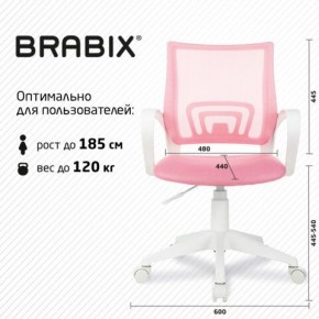 Кресло BRABIX "Fly MG-396W", с подлокотниками, пластик белый, сетка, розовое, 533008 в Верхней Пышме - verhnyaya-pyshma.ok-mebel.com | фото 5