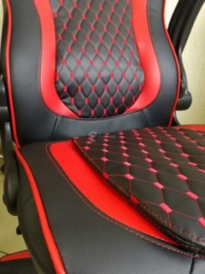 Кресло геймерское Barneo K-37 (черная экокожа красные вставки) в Верхней Пышме - verhnyaya-pyshma.ok-mebel.com | фото