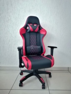 Кресло геймерское Barneo K-53 (черная экокожа красные вставки) в Верхней Пышме - verhnyaya-pyshma.ok-mebel.com | фото