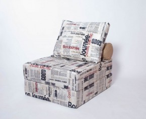 Кресло-кровать-пуф бескаркасное Прайм (Газета) в Верхней Пышме - verhnyaya-pyshma.ok-mebel.com | фото