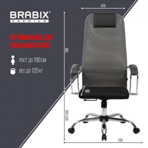 Кресло офисное BRABIX PREMIUM "Ultimate EX-800" хром, плотная двойная сетка Х2, черное/серое, 532912 в Верхней Пышме - verhnyaya-pyshma.ok-mebel.com | фото 3