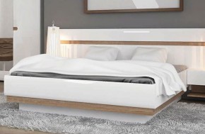 Кровать 140/TYP 91-01 с подъемником, LINATE ,цвет белый/сонома трюфель в Верхней Пышме - verhnyaya-pyshma.ok-mebel.com | фото