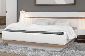 Кровать 160/TYP 94-01 с подъемником, LINATE ,цвет белый/сонома трюфель в Верхней Пышме - verhnyaya-pyshma.ok-mebel.com | фото 5