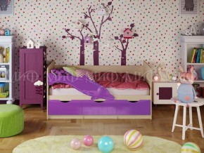 ДЕЛЬФИН-1 Кровать 1800 (Фиолетовый металлик/дуб крафт белый) в Верхней Пышме - verhnyaya-pyshma.ok-mebel.com | фото
