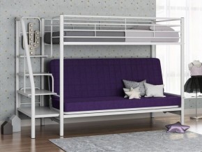 Кровать двухъярусная с диваном "Мадлен-3" (Белый/Фиолетовы) в Верхней Пышме - verhnyaya-pyshma.ok-mebel.com | фото