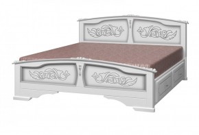 ЕЛЕНА Кровать из массива 1600 (Белый жемчуг) с 2-мя ящиками в Верхней Пышме - verhnyaya-pyshma.ok-mebel.com | фото
