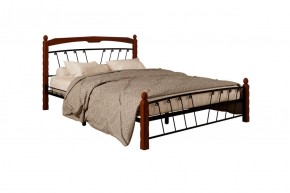 Кровать "Муза 1" КМД10 Черная (1600*2000) (ножки-махагон) с коваными изделиями в Верхней Пышме - verhnyaya-pyshma.ok-mebel.com | фото 1
