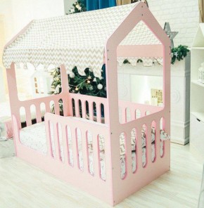 Кровать-домик без ящика 800*1600 (Розовый) в Верхней Пышме - verhnyaya-pyshma.ok-mebel.com | фото 1