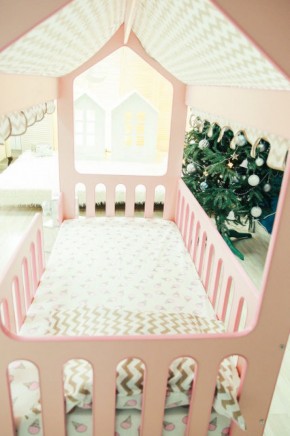 Кровать-домик без ящика 800*1600 (Розовый) в Верхней Пышме - verhnyaya-pyshma.ok-mebel.com | фото 3