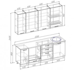 Кухонный гарнитур Графика 2200 (Стол. 26мм) в Верхней Пышме - verhnyaya-pyshma.ok-mebel.com | фото 2