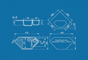 Мойка кухонная ULGRAN U-409 (970*500) в Верхней Пышме - verhnyaya-pyshma.ok-mebel.com | фото 2