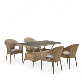 Обеденный комплект плетеной мебели T198B/Y79B-W56 Light Brown (4+1) в Верхней Пышме - verhnyaya-pyshma.ok-mebel.com | фото