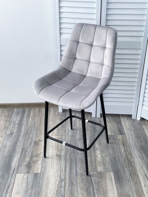 Полубарный стул ХОФМАН, цвет H-09 Светло-серый, велюр / черный каркас H=63cm М-City в Верхней Пышме - verhnyaya-pyshma.ok-mebel.com | фото 4