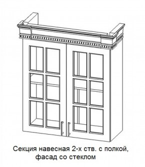 Секция навесная 2-х ств. с полкой "Верона", фасад со стеклом (800) в Верхней Пышме - verhnyaya-pyshma.ok-mebel.com | фото