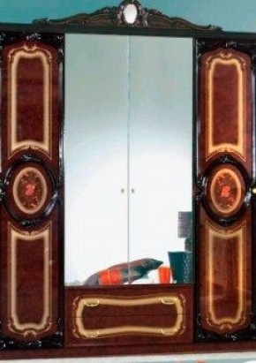 Шкаф 4-х дверный с зеркалами (01.144) Роза (могано) в Верхней Пышме - verhnyaya-pyshma.ok-mebel.com | фото