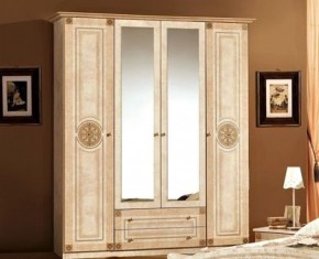 Шкаф 4-х дверный с зеркалами (02.144) Рома (беж) в Верхней Пышме - verhnyaya-pyshma.ok-mebel.com | фото