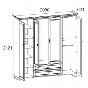 Шкаф 4D2S Z, TIFFANY, цвет вудлайн кремовый в Верхней Пышме - verhnyaya-pyshma.ok-mebel.com | фото