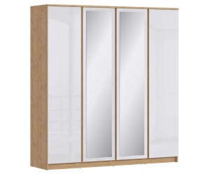 Шкаф 4х дверный с зеркалами Веста СБ-3082 (Дуб Бунратти/Белый глянец) в Верхней Пышме - verhnyaya-pyshma.ok-mebel.com | фото 1