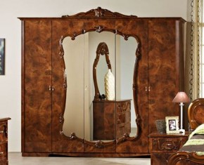 Шкаф 5-и дверный с зеркалами (20.145) Тициана (орех) в Верхней Пышме - verhnyaya-pyshma.ok-mebel.com | фото