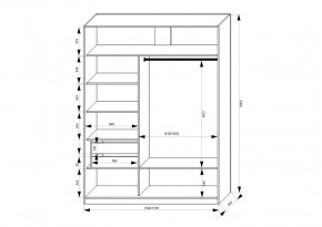 Шкаф-купе 1500 серии NEW CLASSIC K2+K2+B2+PL2(2 ящика+1 штанга+1 полка) профиль «Капучино» в Верхней Пышме - verhnyaya-pyshma.ok-mebel.com | фото 3