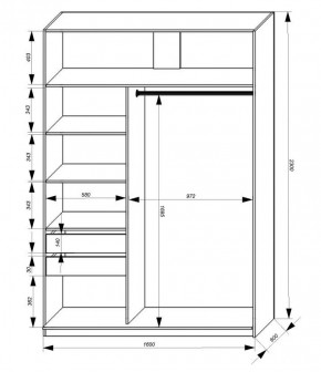 Шкаф-купе 1600 серии SOFT D1+D3+B2+PL1 (2 ящика+1штанга) профиль «Графит» в Верхней Пышме - verhnyaya-pyshma.ok-mebel.com | фото 3