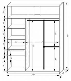 Шкаф-купе 1800 серии SOFT D8+D2+B2+PL4 (2 ящика+F обр.штанга) профиль «Графит» в Верхней Пышме - verhnyaya-pyshma.ok-mebel.com | фото 3