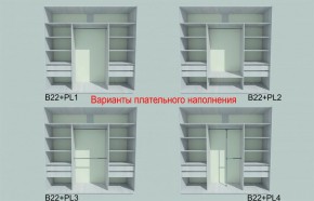 Шкаф-купе 1950 серии SILVER S3+S1+S3Z B22+PL2 (по 2 ящика лев/прав+1штанга+1 полка) профиль «Серебро» в Верхней Пышме - verhnyaya-pyshma.ok-mebel.com | фото 6